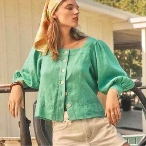 J. Crew Squareneck Button-Front Linen Top